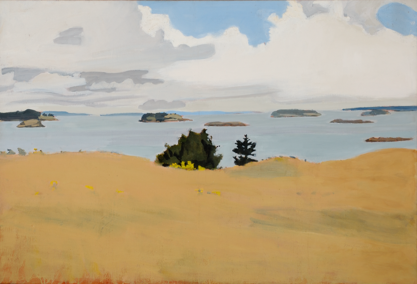 Penobscot Bay with Yellow Field by Fairfield Porter