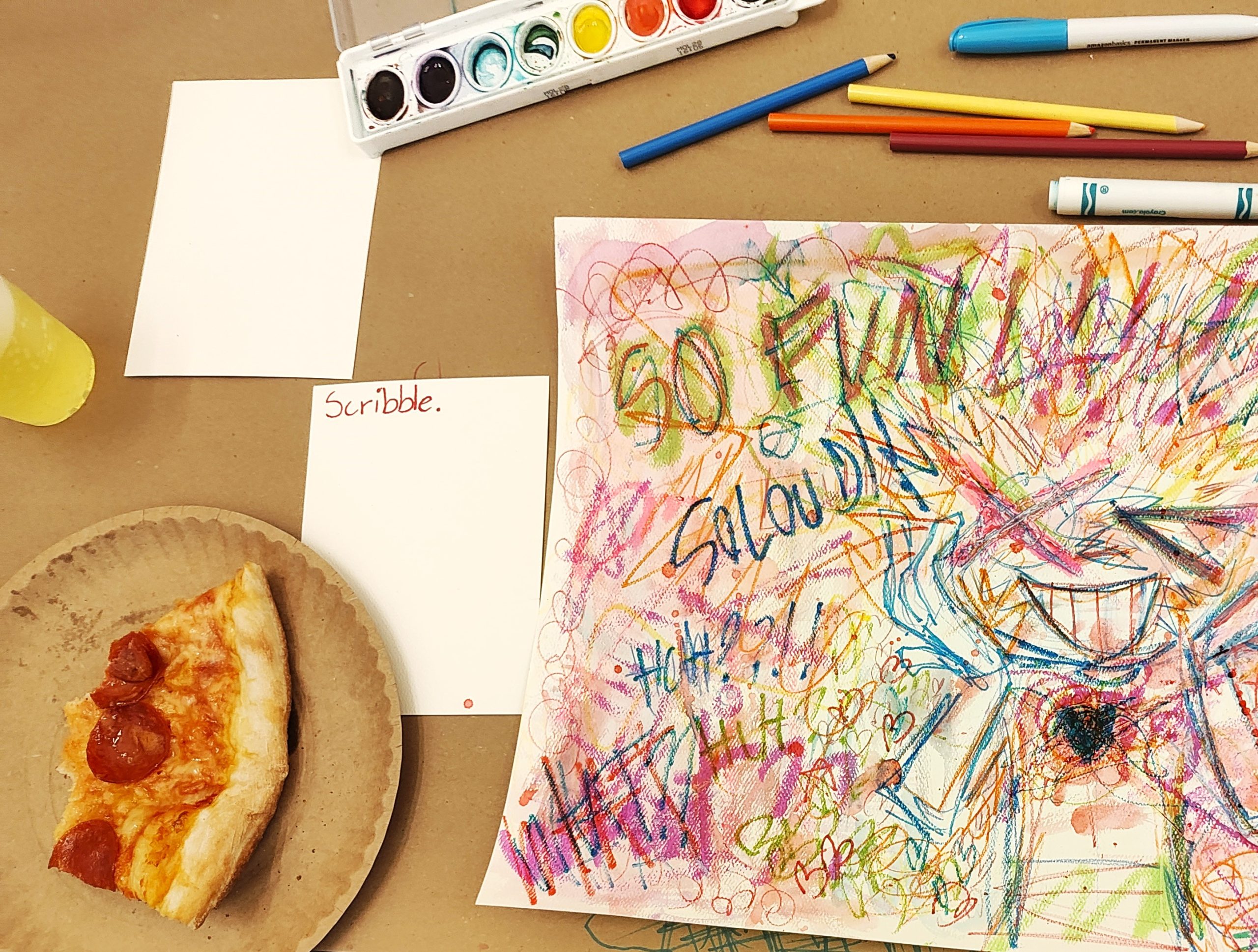 Pizza and a drawing